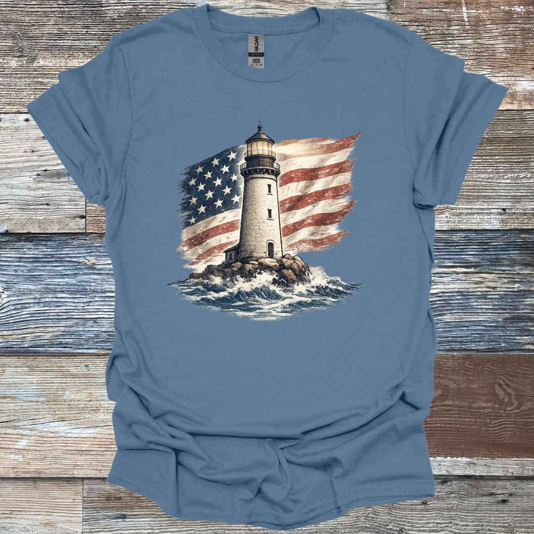 American Flag Lighthouse T-Shirt