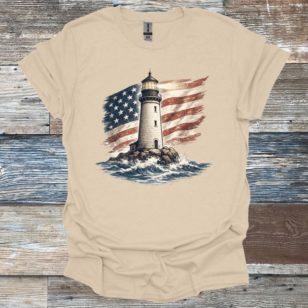 American Flag Lighthouse T-Shirt