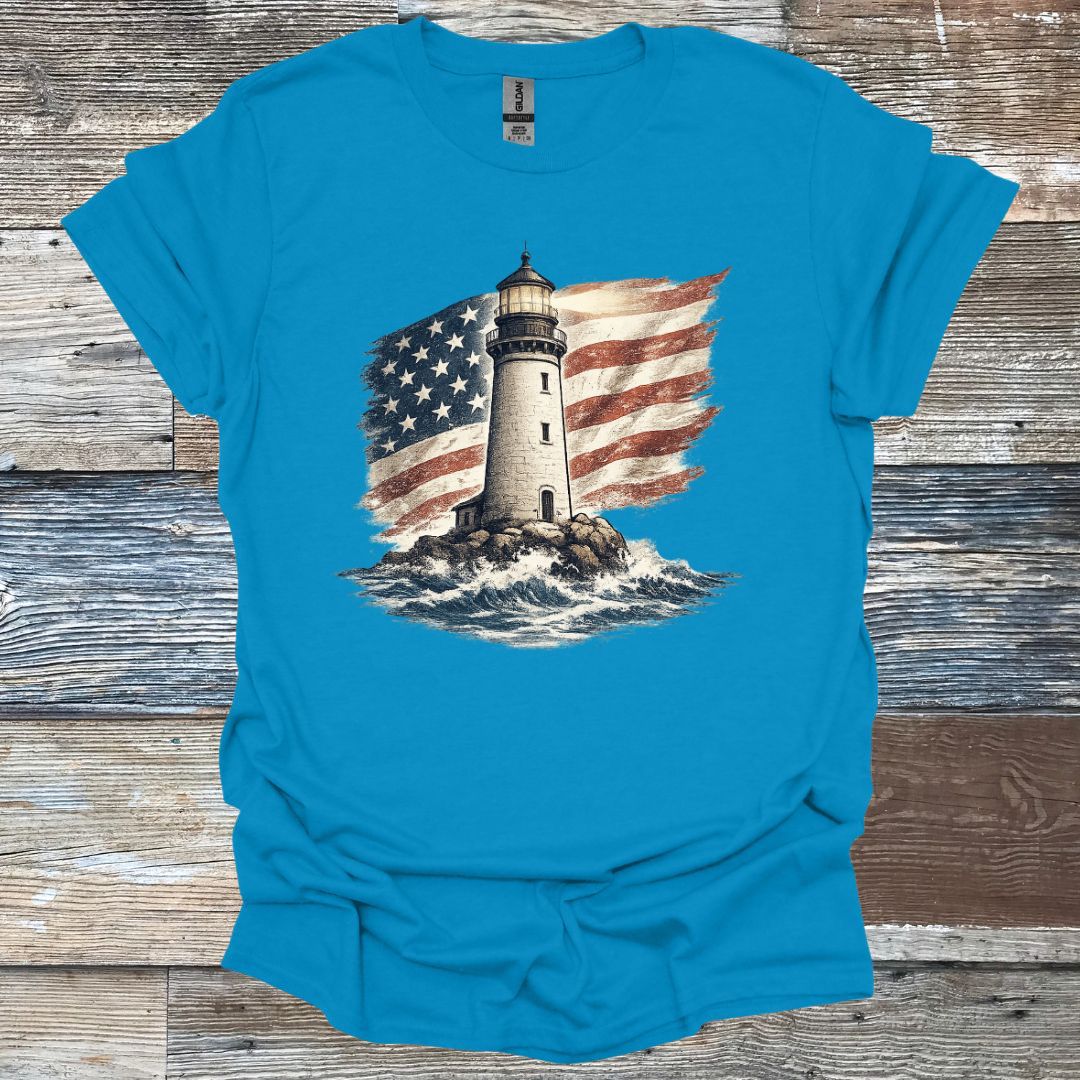 American Flag Lighthouse T-Shirt