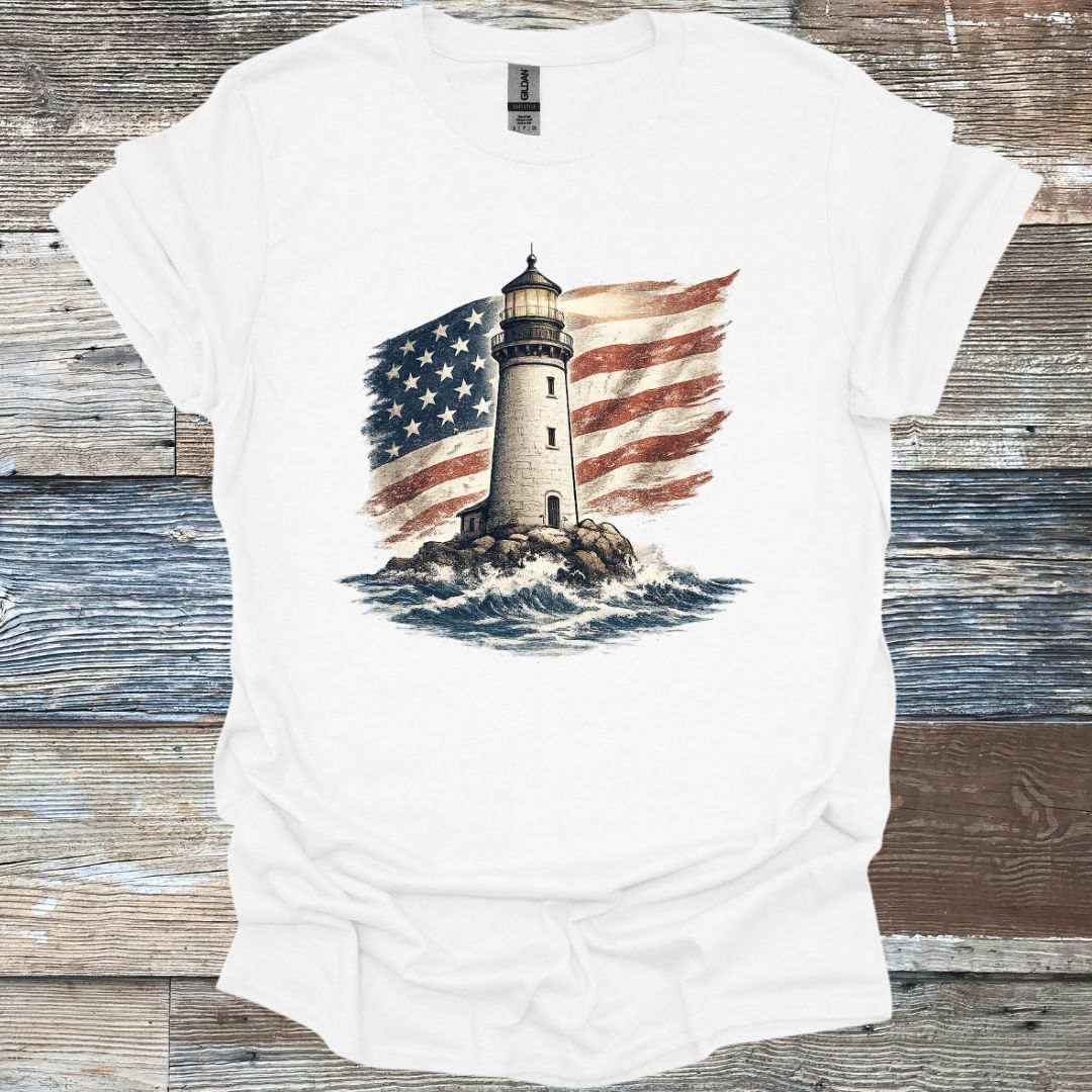 American Flag Lighthouse T-Shirt