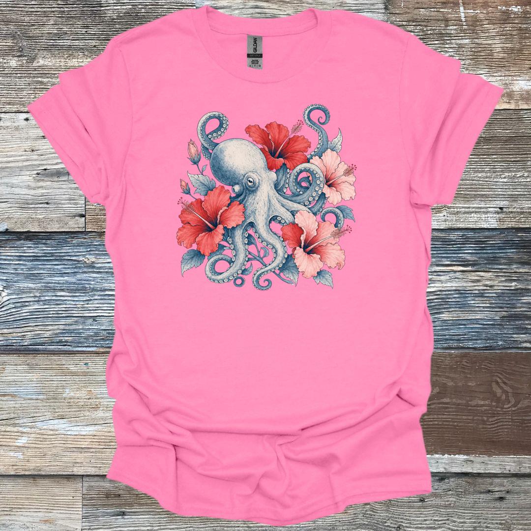 Octopus and Hibiscus T-Shirt