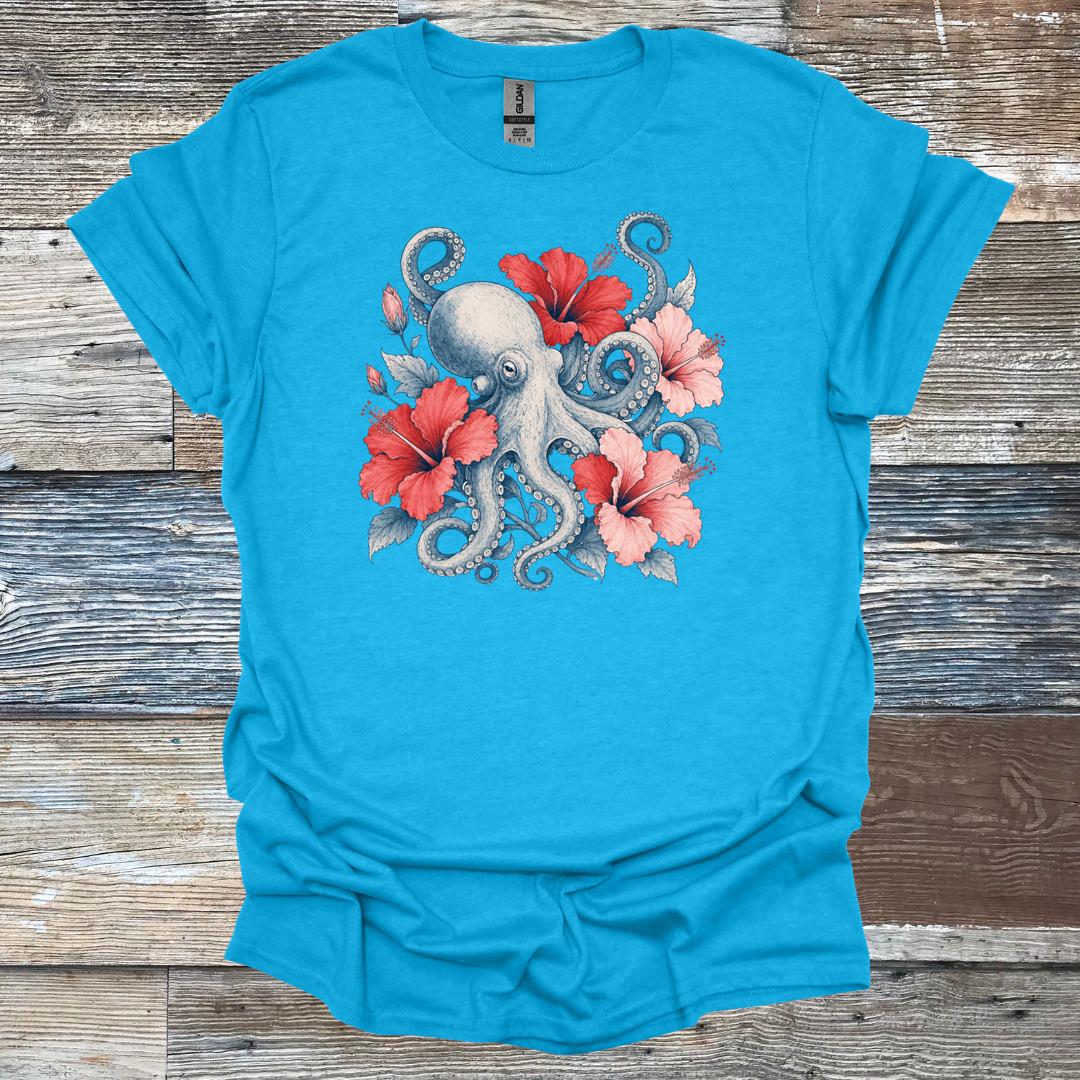 Octopus and Hibiscus T-Shirt
