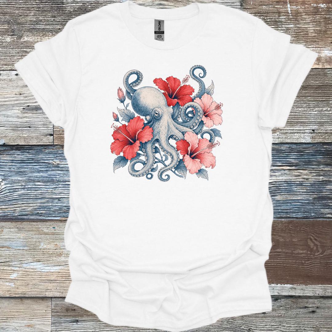 Octopus and Hibiscus T-Shirt